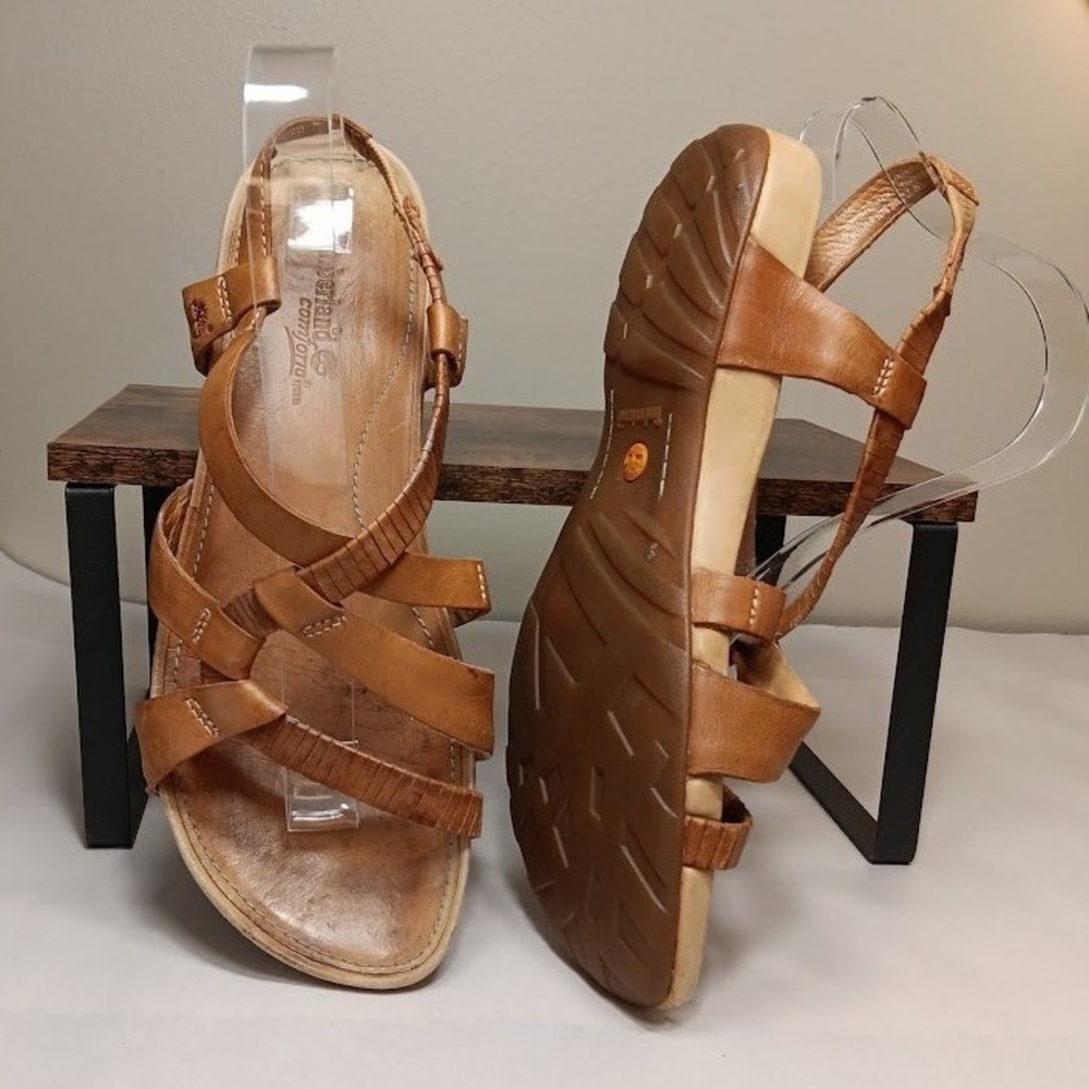 Timberland Strappy Sandals Women 8.5W Brown Good Leather Comfort 97262